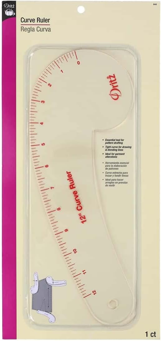 Dritz 12 Pattern Drafting Clear Curved Ruler - Image 1