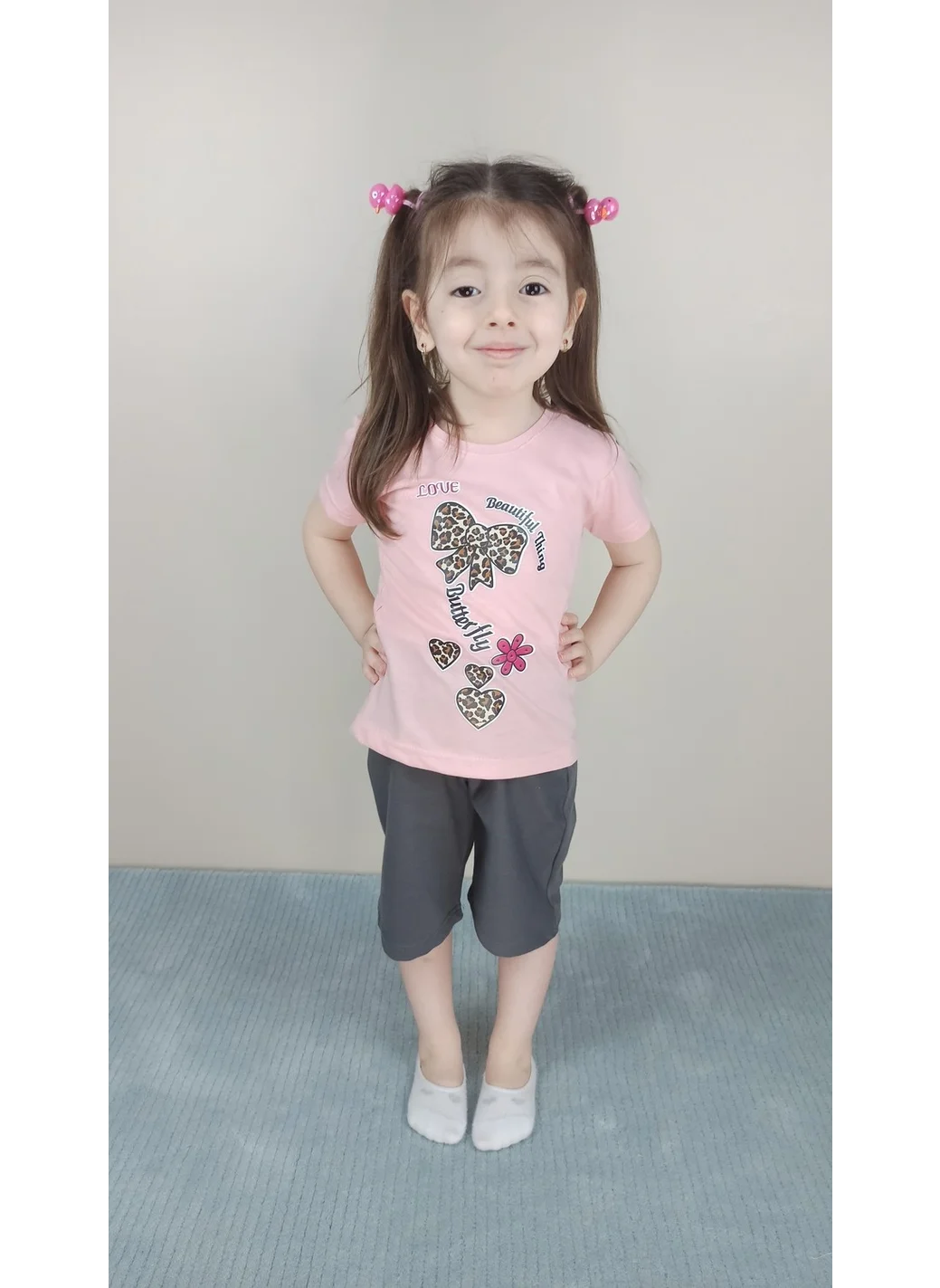 بلونس Girl's Cotton Pink Capri Set