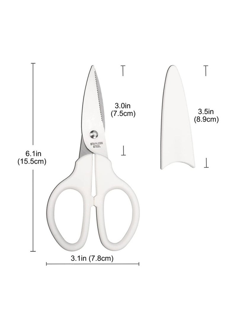 6Inch White Scissors Ideal for Sewing Crafting and Office Use Durable Straight Edge with Protective Cover Perfect for Home and School - Image 1