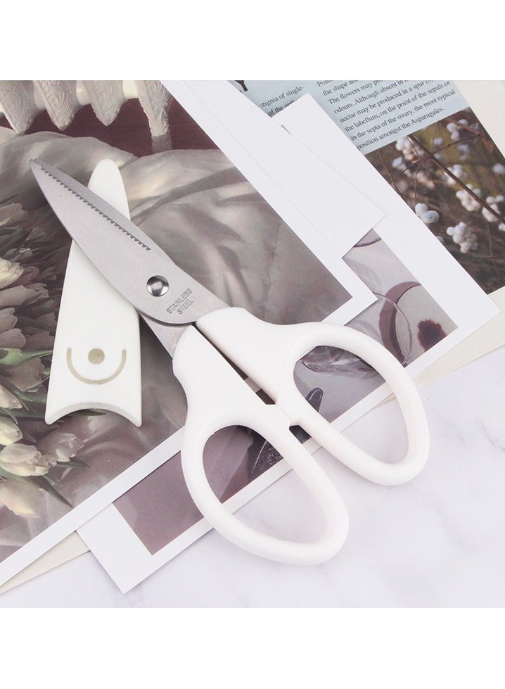 6Inch White Scissors Ideal for Sewing Crafting and Office Use Durable Straight Edge with Protective Cover Perfect for Home and School - Image 4