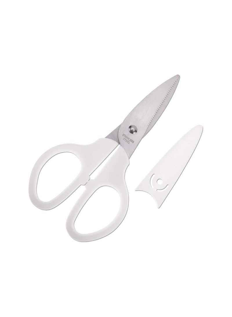 6Inch White Scissors Ideal for Sewing Crafting and Office Use Durable Straight Edge with Protective Cover Perfect for Home and School - Image 5