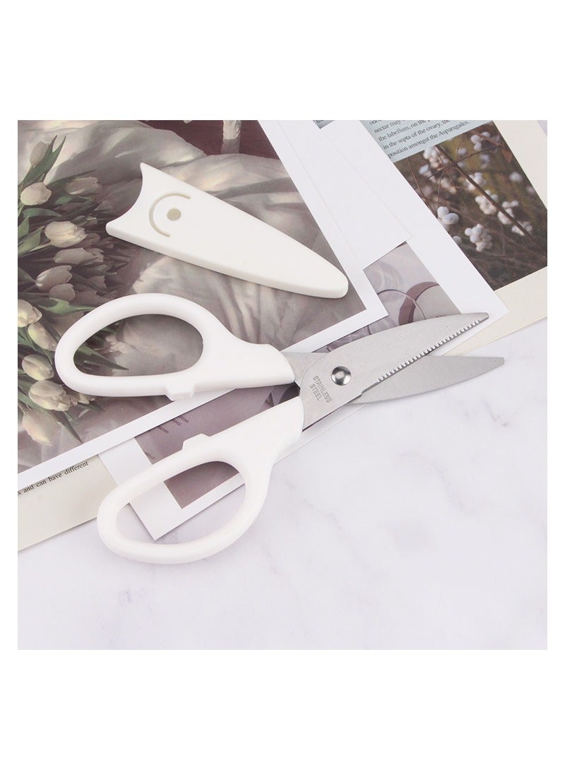 6Inch White Scissors Ideal for Sewing Crafting and Office Use Durable Straight Edge with Protective Cover Perfect for Home and School - Image 3