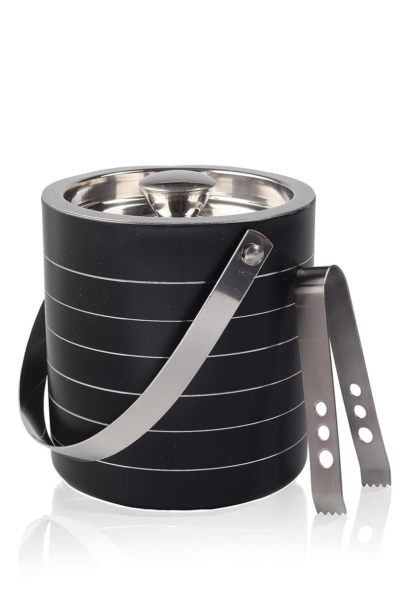 Regalo Regalo Stainless Steel Double Wall Insulated Apple Shaped Premium Ice Bucket Non Magnetic Anti Rust Food Safe Stainless Steel IB04_blackring15ltr  - Image 1