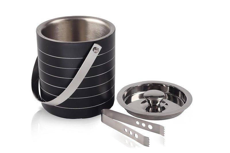 Regalo Regalo Stainless Steel Double Wall Insulated Apple Shaped Premium Ice Bucket Non Magnetic Anti Rust Food Safe Stainless Steel IB04_blackring15ltr  - Image 4