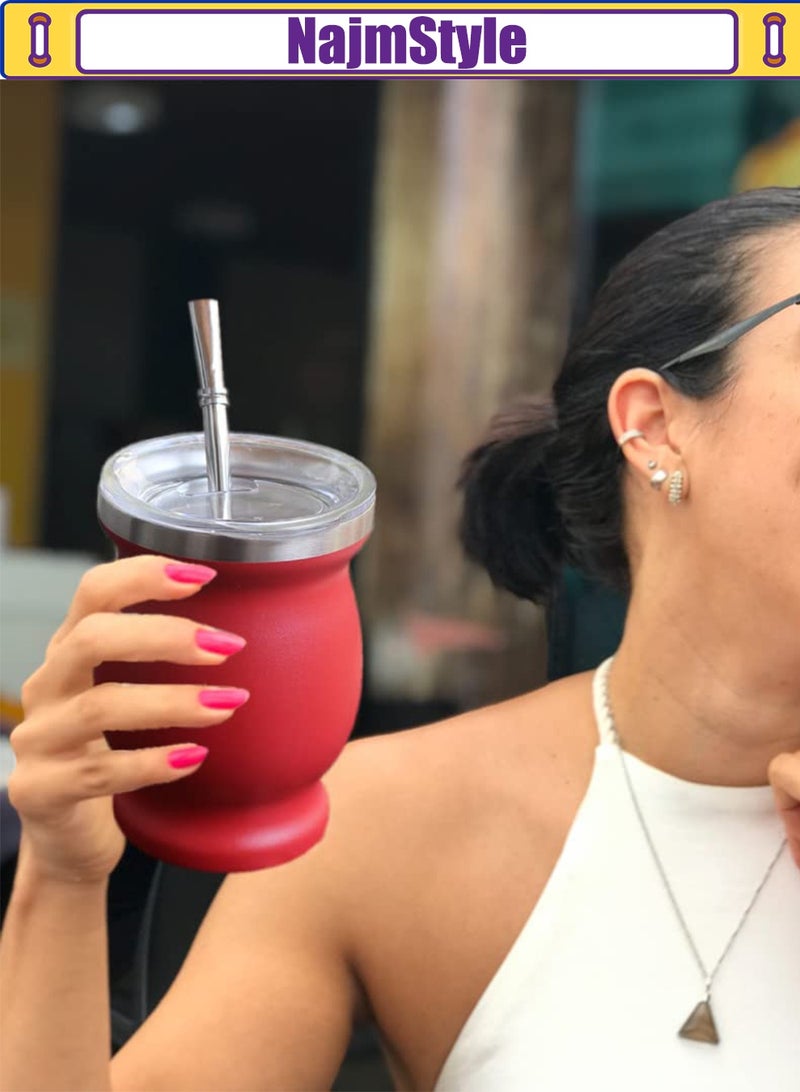 نجم ستايل ماصات مشروبات بفلتر من نبات يربا ماتي، مصنوعة من الفولاذ المقاوم للصدأ 18/8، آمنة غذائيًا - مجموعة من قطعتين مع فرشاتين للتنظيف - Image 5