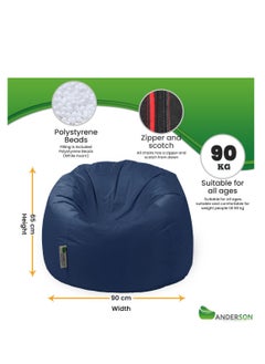 ANDERSON Anderson Medium Waterproof Comfortable Bean Bag Relaxing Chair Dark Blue Colour  - Image 3