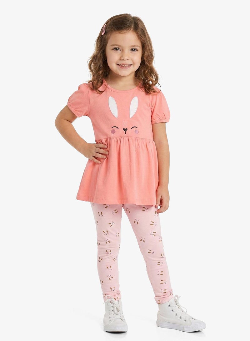 Pinata Cute Bunny Print Cotton Top and Leggings Set - Image 1