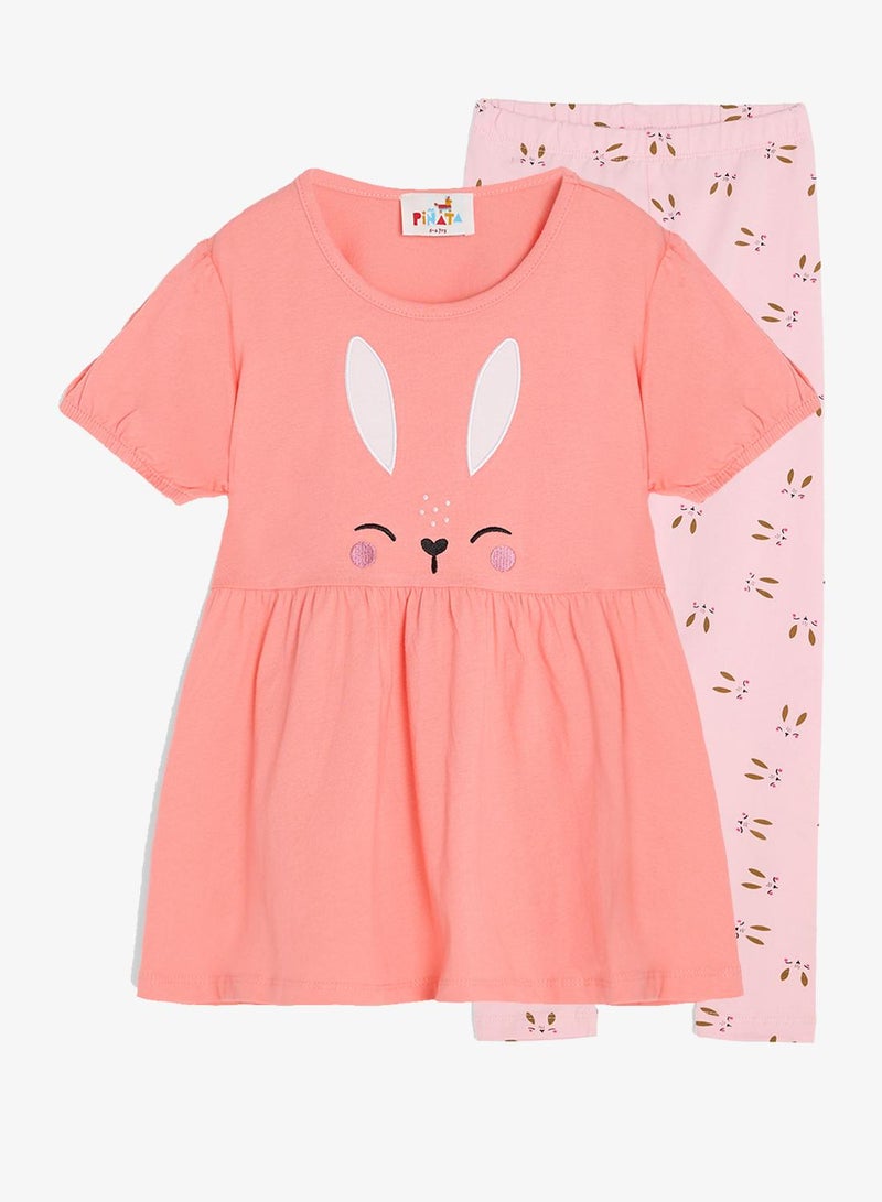 Pinata Cute Bunny Print Cotton Top and Leggings Set - Image 2