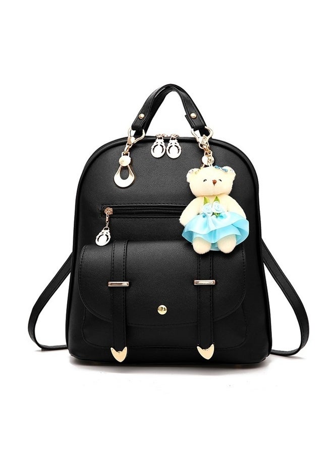 yongsheng Designer Backpack Black, Women's Backpack Leather Multi Way Girls School Cartoon Pendant, Black  - Image 1