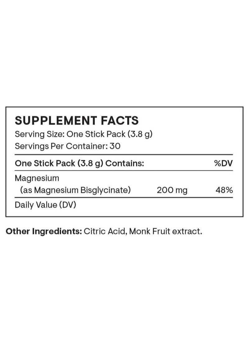Thorne Magnesium Bisglycinate / Muscle Relaxation / Restful Sleep /Stress Reduction Dietary Supplement 30 Stick Packs 30 - 0,13 oz (3.8 G) / Total Net 4.02 Oz (114 G)  - Image 2