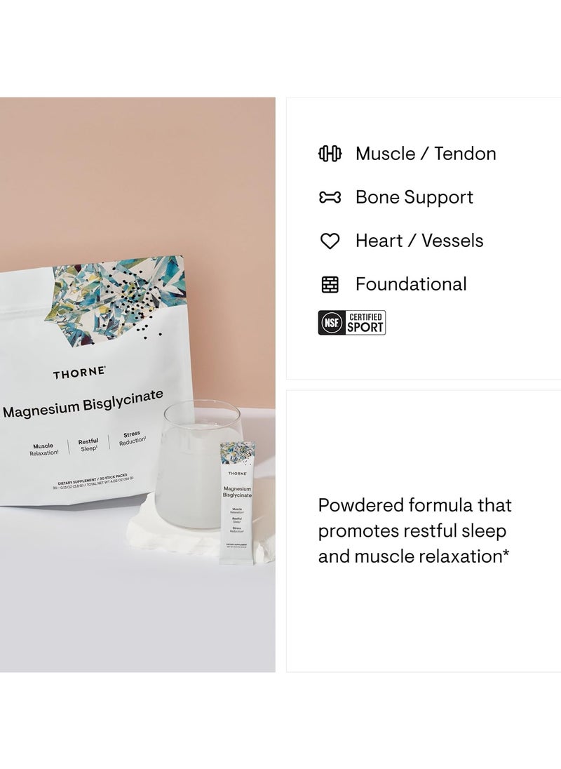 Thorne Magnesium Bisglycinate / Muscle Relaxation / Restful Sleep /Stress Reduction Dietary Supplement 30 Stick Packs 30 - 0,13 oz (3.8 G) / Total Net 4.02 Oz (114 G)  - Image 5