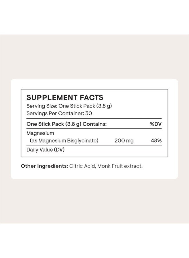 Thorne Magnesium Bisglycinate / Muscle Relaxation / Restful Sleep /Stress Reduction Dietary Supplement 30 Stick Packs 30 - 0.13 Oz (3.8 G) / Total Net 4.02 Oz (114 G) - Image 2