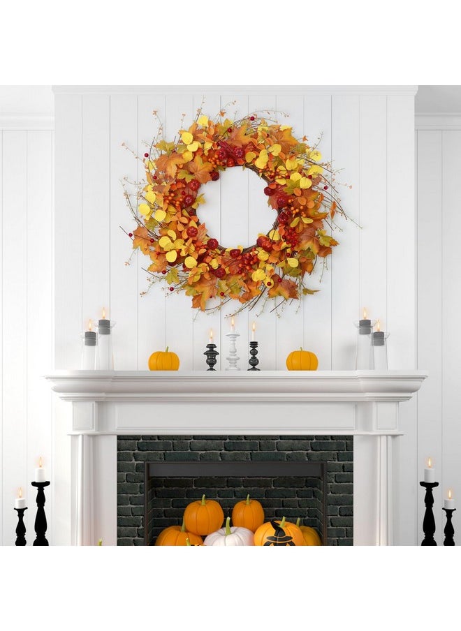 Dremisland Fall Wreath for Front Door 20inch Autumn Wreath with Pumpkins and Maple Leaf Orange Eucalyptus Fall Door Wreaths Harvest Wreath Wall Window Festival Thanksgiving Home Decor - pzsku/ZE9F1C2FA69E58EC7824DZ/45/_/1740982596/7d35cc17-15e4-40ad-985e-1b47609b21eb