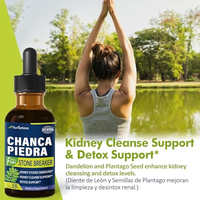 Nurbetoxa مستخلص قطرات حجر تشانكا بييدرا لتفتيت حصوات الكلى، تطهير الكلى، مكمل إصلاح مع ذيل الحصان والهندباء. تشانكا بييدرا للكلى. 2 أونصة - Image 3