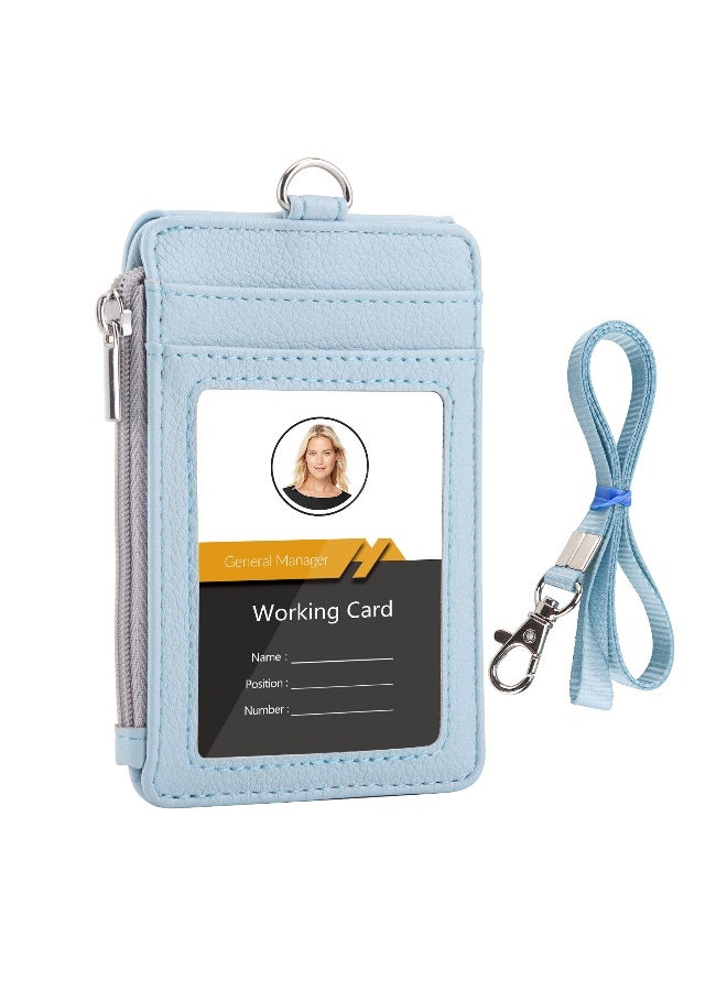 xozgdovg Multi-Color Card Holder Large Capacity Unisex Cyan litchi pattern pull cover card holder 