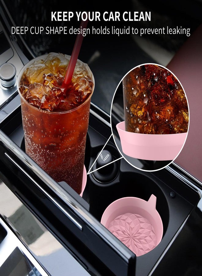 ME.FAN Car Cup Coasters [4 Pack] Silicone Cars Coasters - Universal Non-Slip Recessed Interior Accessories - Cup Holder Inserts Dusty Rose - Image 3