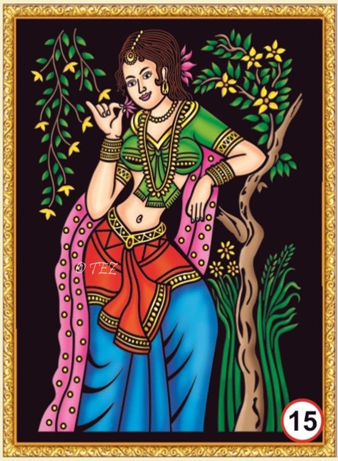 Tez DIY - Emboss Painting Kit, Ornamental Lady, Medium(13x19 inch), Design No. 15 - Image 1