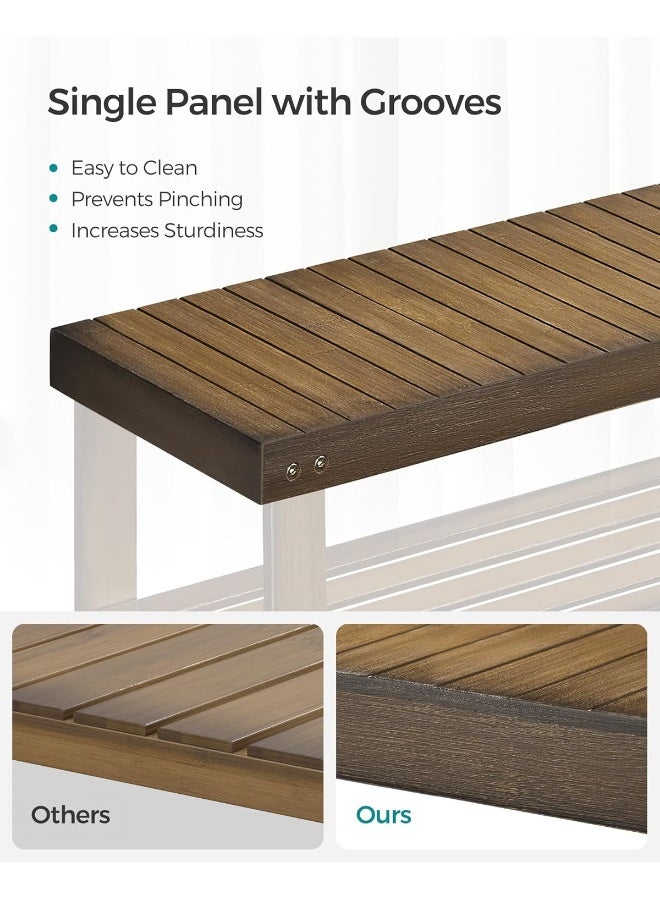 SONGMICS Shoe Rack Bench, 3-Tier Bamboo Shoe Storage Organizer, Entryway Bench, Holds Up to 129.7 kg, 28.7 x 70.1 x 45.2 cm, for Entryway Bathroom Bedroom, Walnut Colour ULBS04WL - Image 5