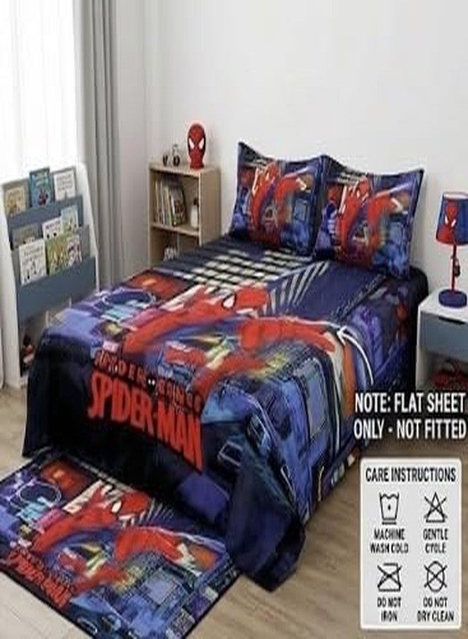 WARISI Spiderman Kids Bedsheet Double Bed 90x100 Inches Red | Cartoon Superhero Bedding Set for Boys | Soft Glace Cotton Bed Cover for Children | Printed Double Size Bedsheet for Kids Room - Image 2