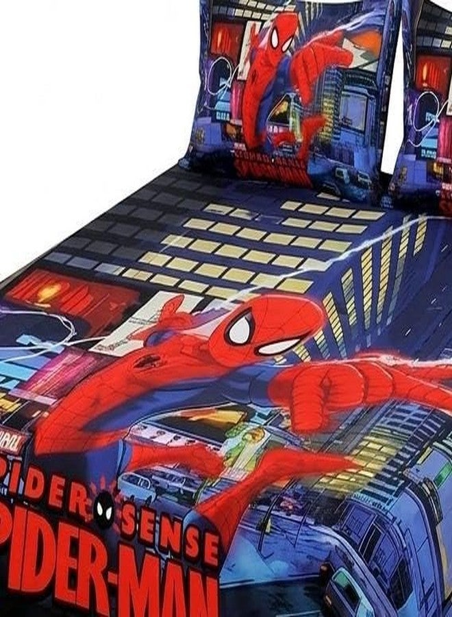 WARISI Spiderman Kids Bedsheet Double Bed 90x100 Inches Red | Cartoon Superhero Bedding Set for Boys | Soft Glace Cotton Bed Cover for Children | Printed Double Size Bedsheet for Kids Room - Image 4