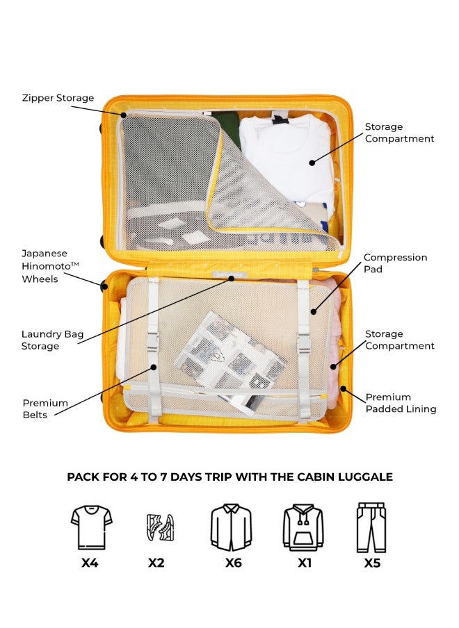 MOKOBARA The Cabin Luggage Hardsided 8 Hinomoto Wheels Small Trolley (Black & Yellow) - pzsku/ZE9F207A2AA225E27A3EBZ/45/_/1733811535/3e3a0a10-e57c-4604-b0f8-97492e63a8de