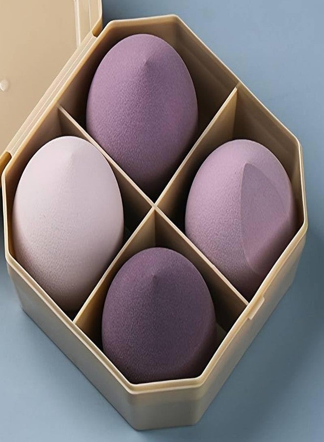 El Regalo 4 Pcs Makeup Blender Sponge Set - Foundation Blending Beauty Sponges for Flawless Application of Liquid, Cream, and Powder Makeup - Multi-Colored Sponges (Purple) - Image 4