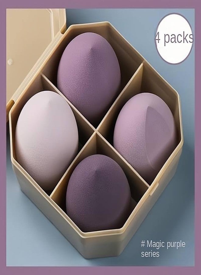 El Regalo 4 Pcs Makeup Blender Sponge Set - Foundation Blending Beauty Sponges for Flawless Application of Liquid, Cream, and Powder Makeup - Multi-Colored Sponges (Purple) - Image 3