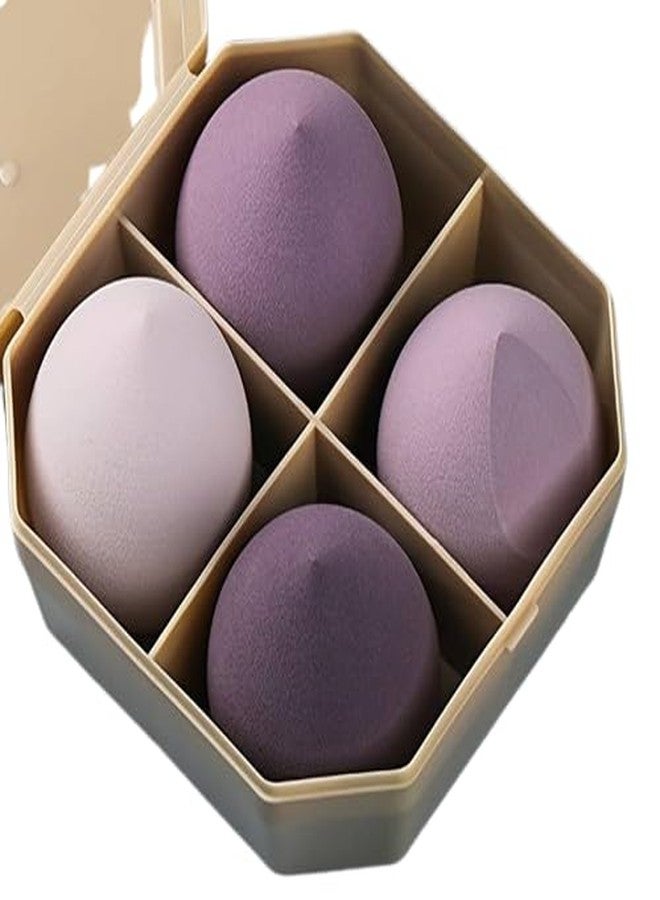 El Regalo 4 Pcs Makeup Blender Sponge Set - Foundation Blending Beauty Sponges for Flawless Application of Liquid, Cream, and Powder Makeup - Multi-Colored Sponges (Purple) - Image 1