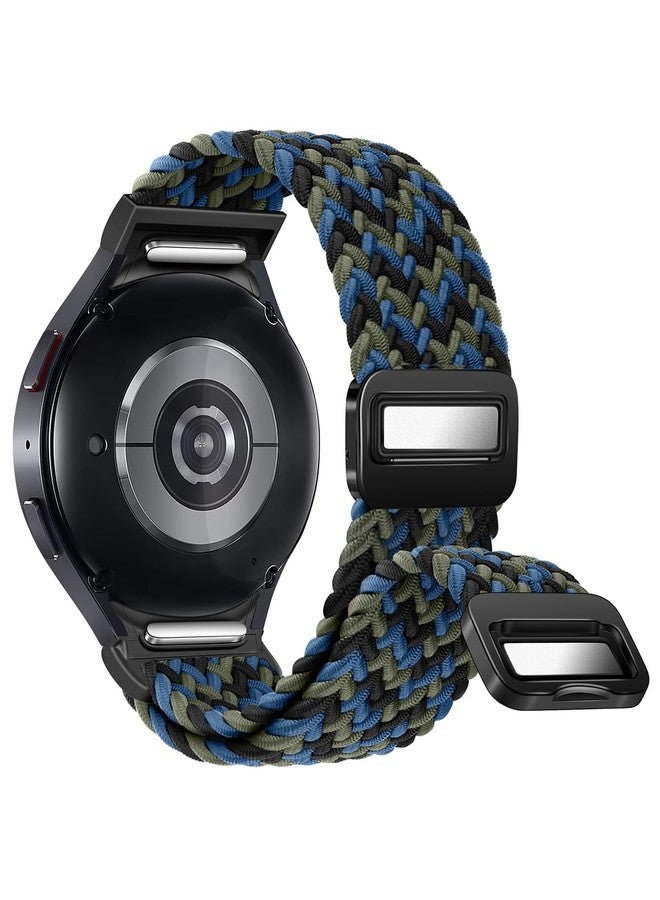 BandRain One Click No Gap Magnetic Braided Bands Compatible with Samsung Galaxy Watch 6 4 5 Band 40mm 44mm/Watch 6 4 Classic 47mm 43mm 42mm 46mm/Watch 5 Pro 45mm, 20mm Elastic Nylon Sport Strap for Men Women - Image 1