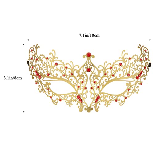 Coddsmz Laser Cut Metal Women's Masquerade Mask Venetian Party Mardi Gras Halloween Mask (Gold -2) - Image 2