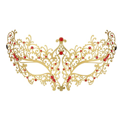 Coddsmz Laser Cut Metal Women's Masquerade Mask Venetian Party Mardi Gras Halloween Mask (Gold -2) - Image 1