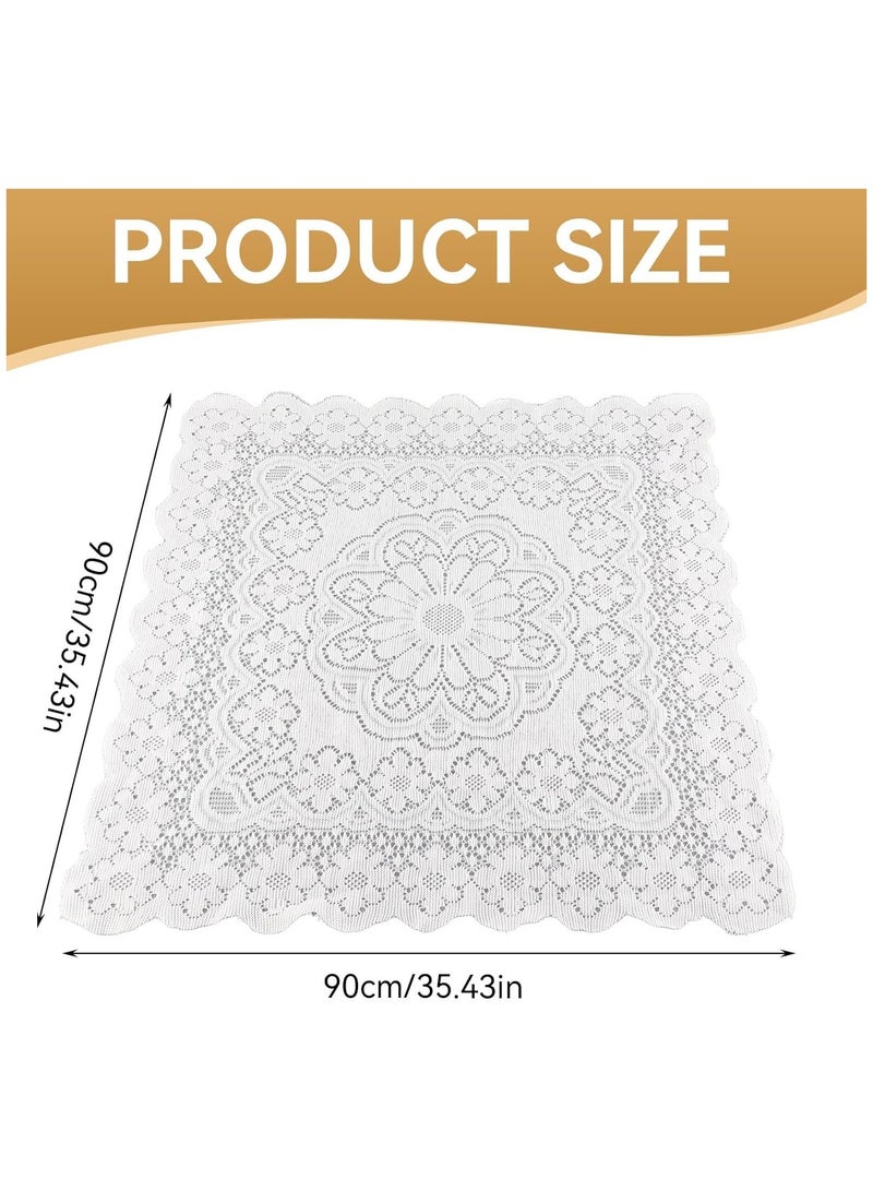ثمانية فيبيهاوس مفرش طاولة، مفرش سفرة مطرز بنقشة زهور، غطاء طاولة قهوة قطني، مفرش طاوله ابيض مزخرف من الدانتيل المزخرف بشرابة للأماكن الخارجية والداخلية (أبيض، 90 × 90 سم مفرش طاولة طعام) غطاء طاولة طعام مفرش ابيض طاوله - Image 5