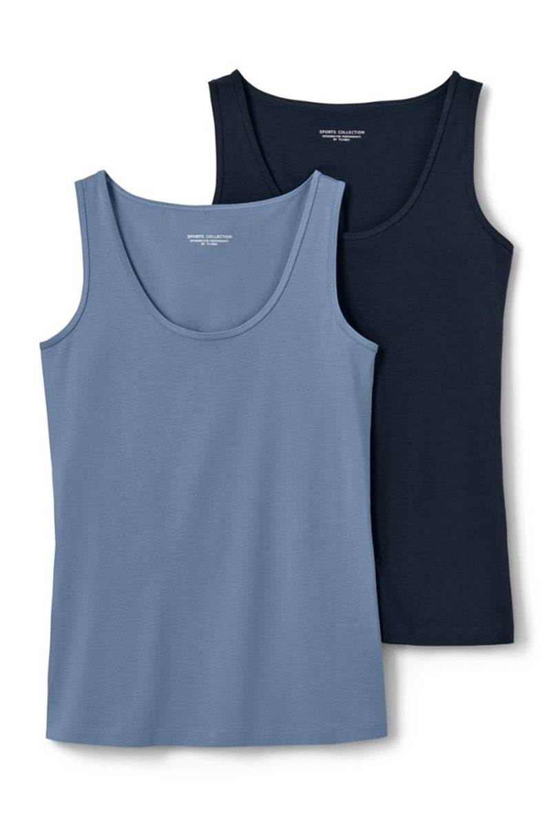Tchibo Women 2 Piece Plain Sleeveless Tank Top, Multicolor  - Image 2