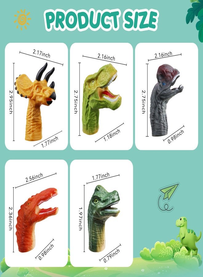 SAURAWAN 5 Pcs Dinosaur Finger Puppets Party Faovrs for Toddler and Kids 3-5 4-8, Mini Baby Finger Puppet Toys, Small Animals Bulk Toys for Kids Prizes, and Show Theater Props - Image 2