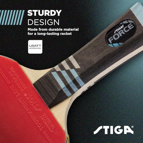 STIGA Blaze and Force Ping Pong Paddle – 5-ply Blade – 2mm Sponge – Flared Handle for Improved Control - Image 2