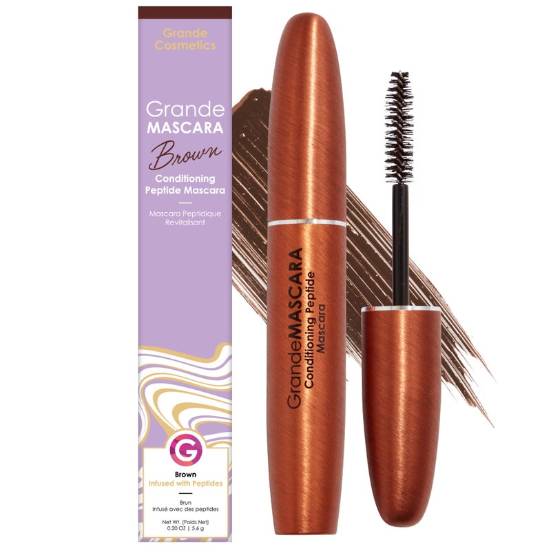 Grande Cosmetics GrandeMASCARA Conditioning Peptide Mascara - Buildable Volume & Length, Water-Resistant & Clump-Free, Lash & Extension Friendly, Brown (0.20 oz) - Image 1