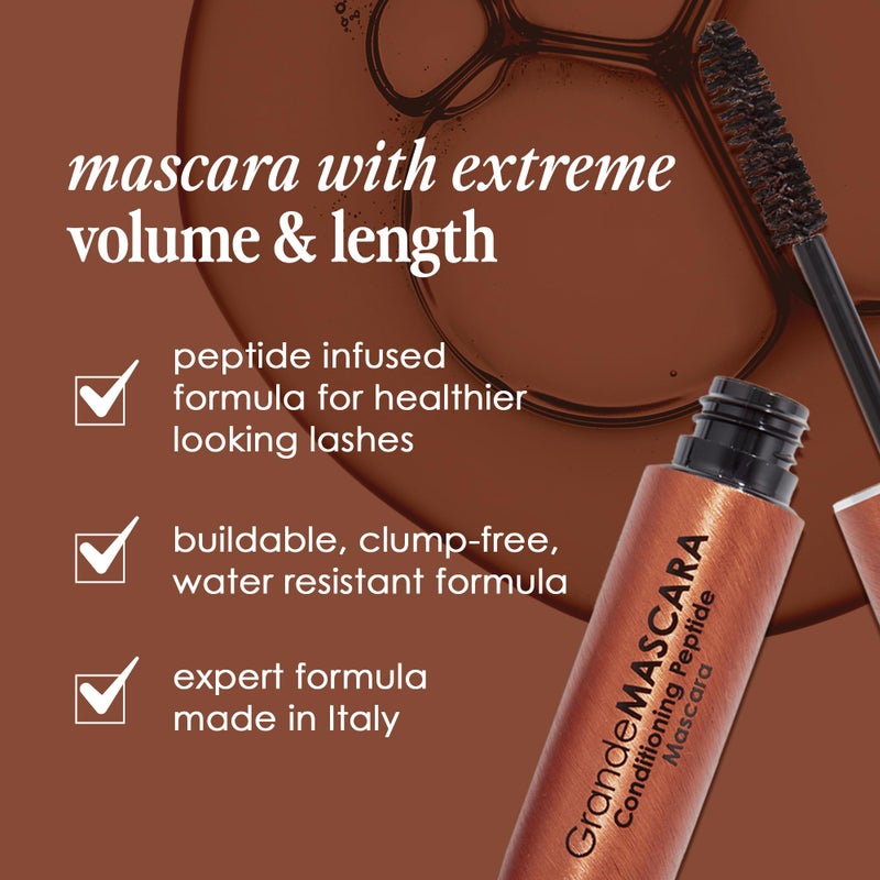 Grande Cosmetics GrandeMASCARA Conditioning Peptide Mascara - Buildable Volume & Length, Water-Resistant & Clump-Free, Lash & Extension Friendly, Brown (0.20 oz) - Image 3