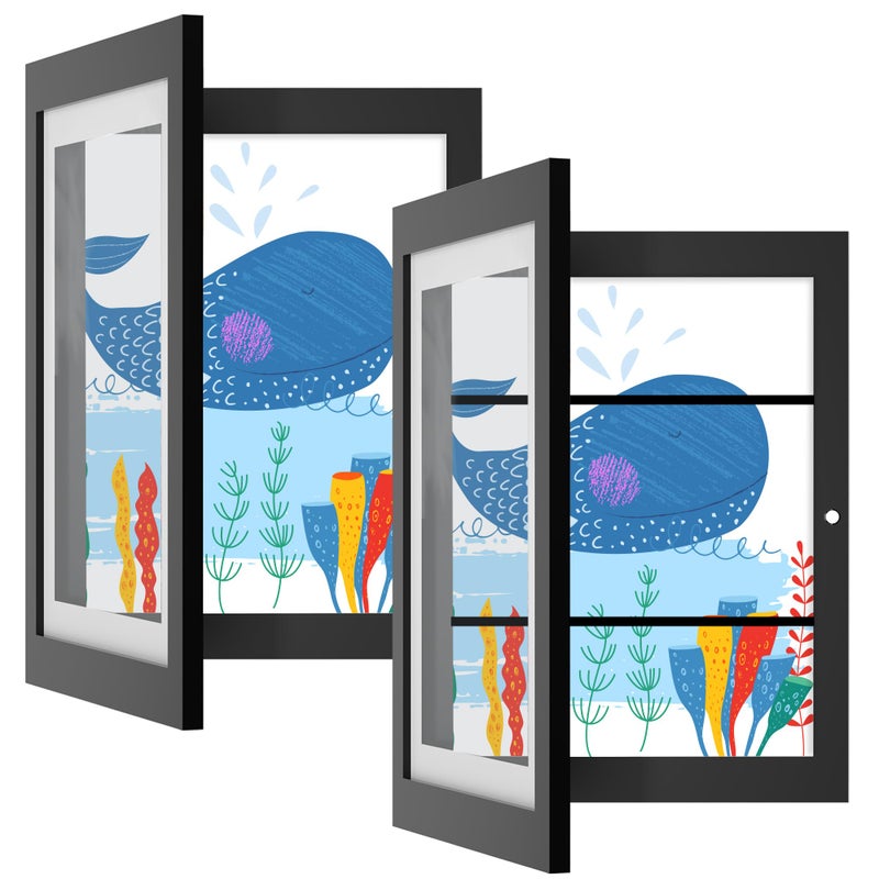 Orionstar Kids Art Frames Artwork Picture Frames Changeable Front Opening Picture Display Frames Holds 118X85inch 100 A4 Pcs Artwork Display Storage Frames for Children Home Black 2 Pack