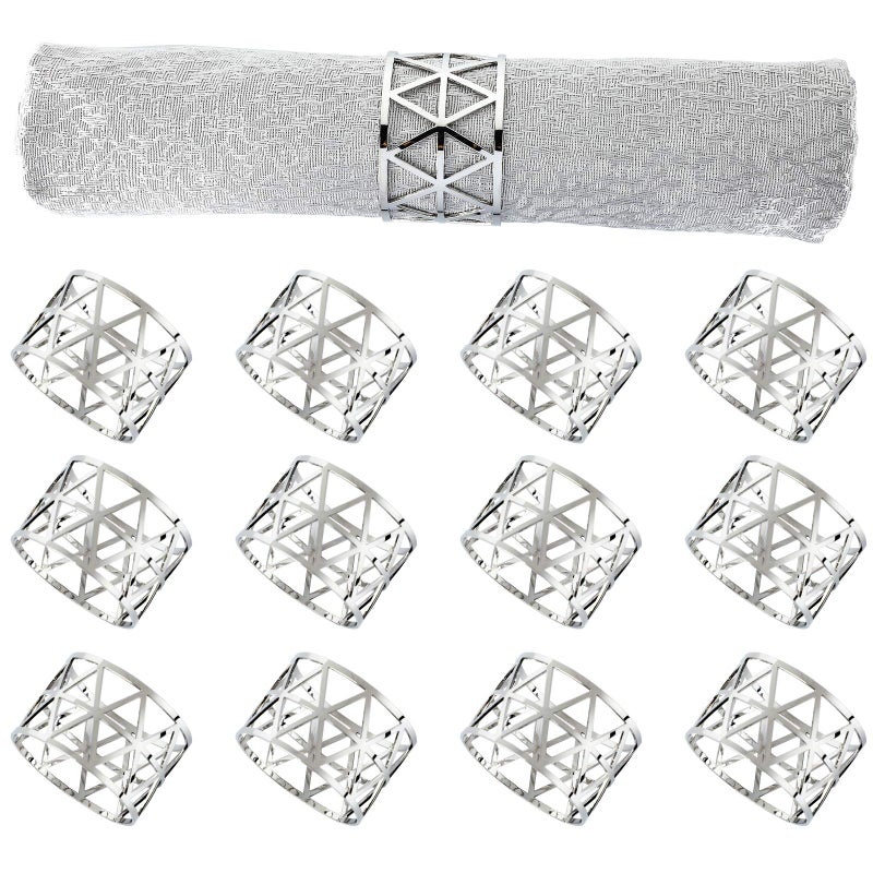 ZaneGear 12 PCS Silver Napkin Rings Set Napkin Holders Metal Napkin Ring for Dinning Table Decor Farmhouse Napkin Ring for Wedding Birthday Party Family Gather Table Setting Decoration(Silver) - Image 1