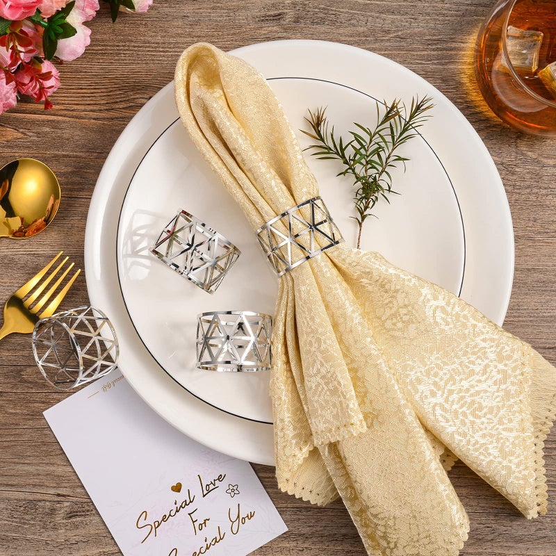 ZaneGear 12 PCS Silver Napkin Rings Set Napkin Holders Metal Napkin Ring for Dinning Table Decor Farmhouse Napkin Ring for Wedding Birthday Party Family Gather Table Setting Decoration(Silver) - Image 2
