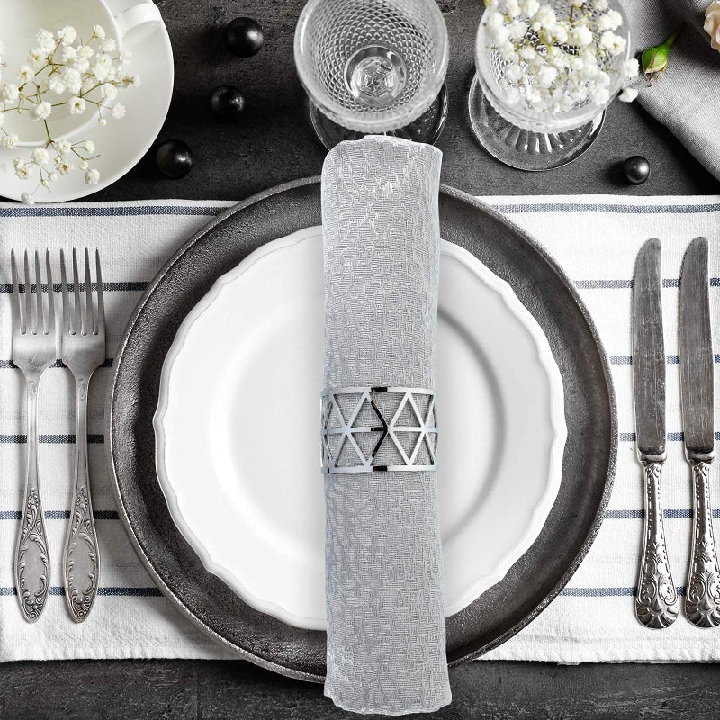 ZaneGear 12 PCS Silver Napkin Rings Set Napkin Holders Metal Napkin Ring for Dinning Table Decor Farmhouse Napkin Ring for Wedding Birthday Party Family Gather Table Setting Decoration(Silver) - Image 4
