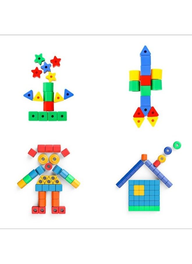 Generic - Kindergarten Geometric Size Beaded Intelligence Desktop Arm Fineness Toys Mosaic Building Blocks Hand-eye Threading-Color:Small Beads 435 Pieces In Box - Image 1
