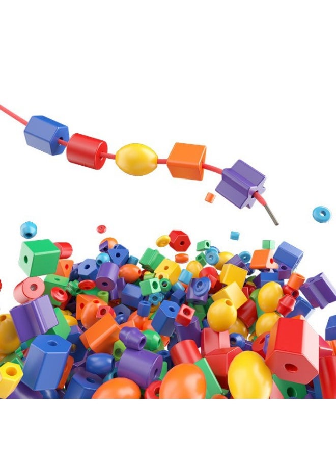 Generic - Kindergarten Geometric Size Beaded Intelligence Desktop Arm Fineness Toys Mosaic Building Blocks Hand-eye Threading-Color:Small Beads 435 Pieces In Box - Image 1
