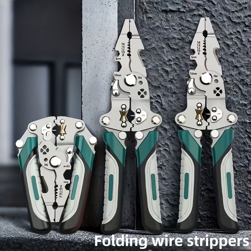 Green Heavy Duty 16 in 1 Electrician Tool Pliers All in One Wire Stripper Crimping Terminal Connector - Image 3
