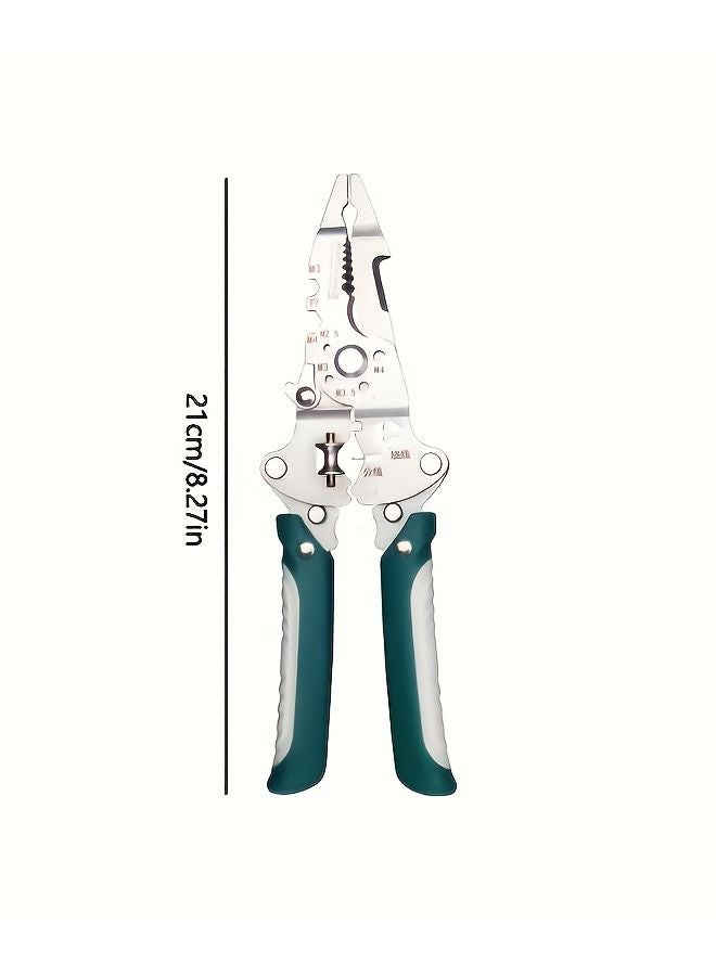 Green Heavy Duty 16 in 1 Electrician Tool Pliers All in One Wire Stripper Crimping Terminal Connector - Image 4
