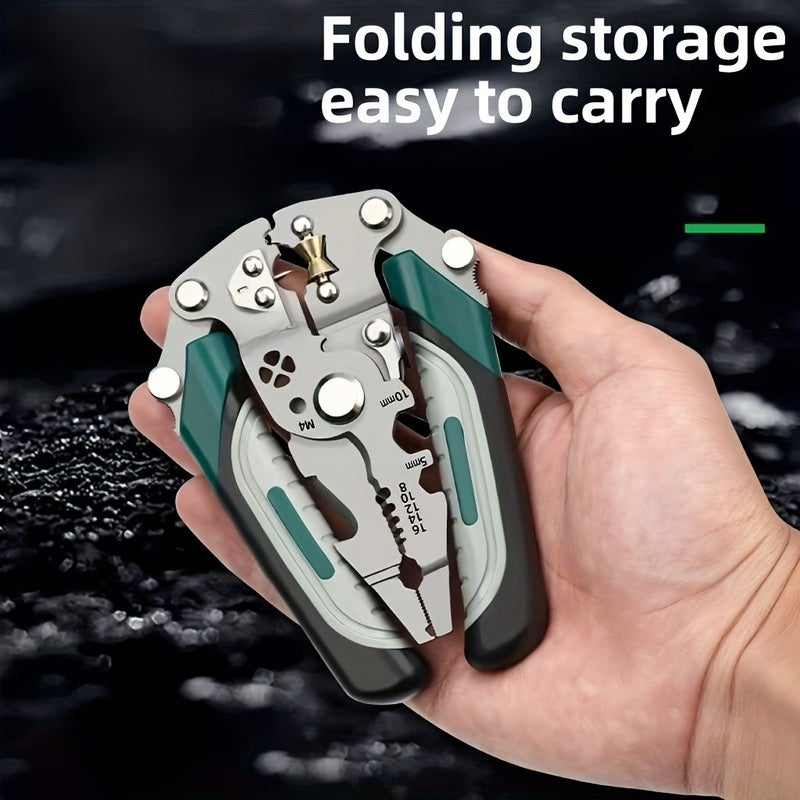 Green Heavy Duty 16 in 1 Electrician Tool Pliers All in One Wire Stripper Crimping Terminal Connector - Image 5