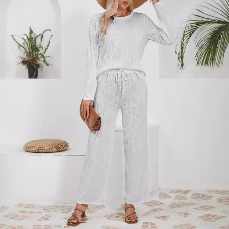 Knitted Jacquard Long Cardigan Set, Comfortable Relaxed Fit Casual Outfit - Image 1