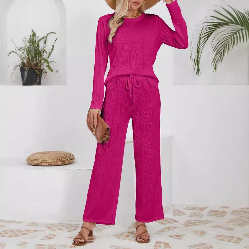 Knitted Jacquard Long Cardigan Set, Comfortable Relaxed Fit Casual Outfit - Image 4
