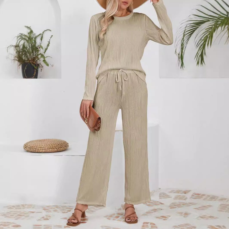 Knitted Jacquard Long Cardigan Set, Comfortable Relaxed Fit Casual Outfit - Image 2