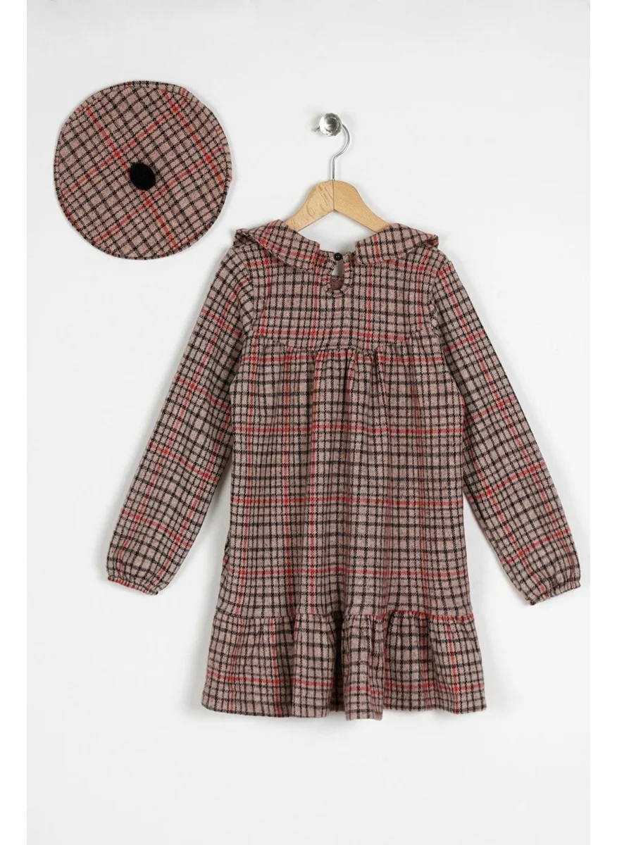 Zepkids Girl's Beige Colored Skirt with Ruffle Hat Dress